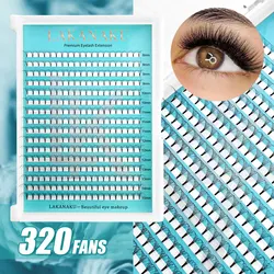 Lakanaku 320-Fächer, vorgefertigte Volumenfächer, 3D, 4D, 5D, 6D, weicher Kaschmir, matte Wimpern, großes Fassungsvermögen, Cilios, individuelle Wimpernverlängerung