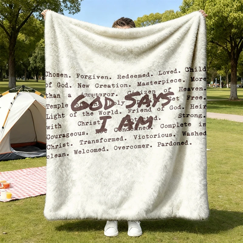 God Says I Am Chosen Colors Flannel Throw, Bible Verse Christian Cozy Blanket, Love and Grace Jesus Gift for