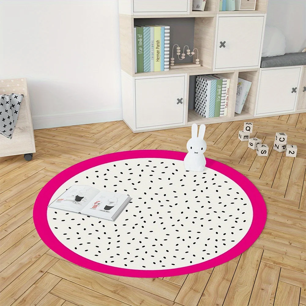 dragon fruit round rug flannel door mat home decor living room bedroom kitchen bathroom non slip washable cute design floor