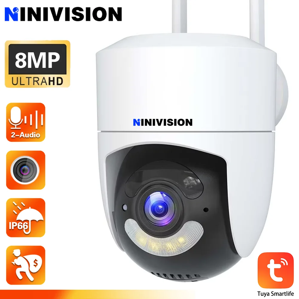 8MP 4K Tuya IP Camera 8.0MP Speed Dome Auto Tracking PTZ Camera Smartlife Home Outdoor Wireless WIFI Camera Surveillance Monitor