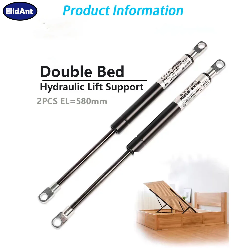 2PCS Double Bed Hydraulic EL 580mm Universal Lift Support Gas Strut for Skylight Venting Telescopic Lift Spring Shock Gas Spring