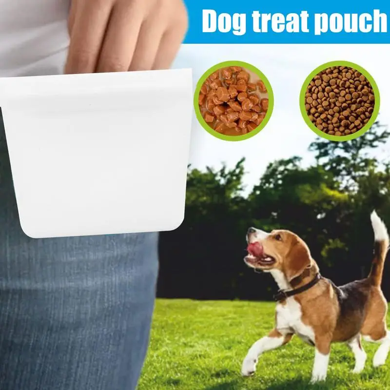 Bolsa de silicona para entrenamiento de perros con orificio para colgar, práctica bolsa de tratamiento de recompensa para mascotas, bolsa impermeable para tratamiento de mascotas al aire libre