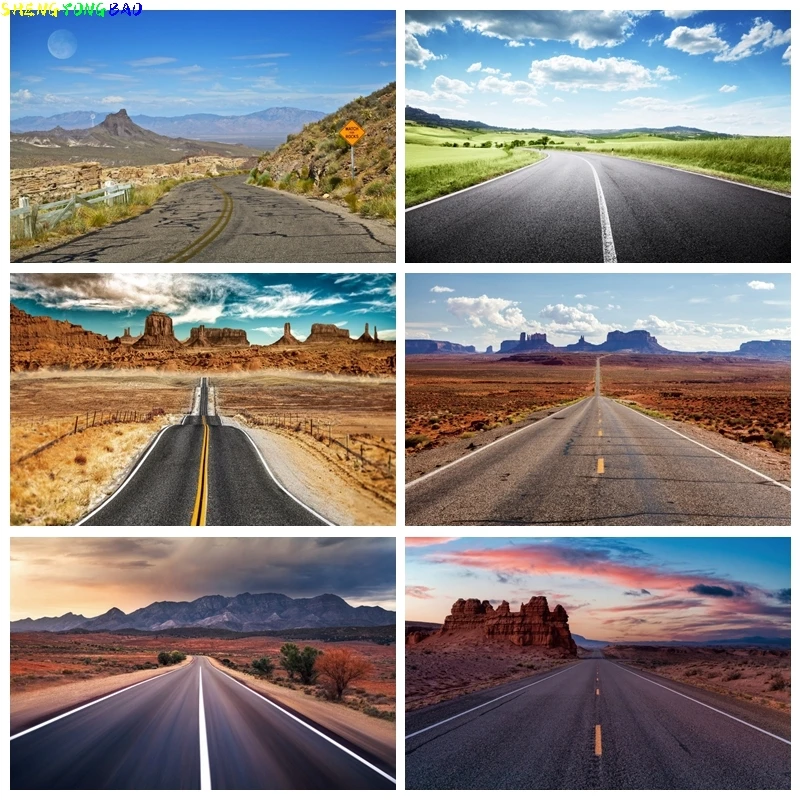 Country Road Backdrop Blue Sky White Clouds Green Nature Scenery Highway Road Rural Countryside Trip Outdoor Travel Background