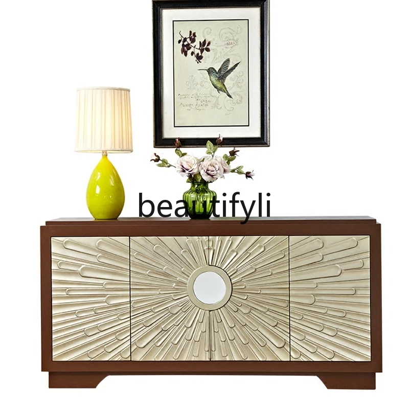 

Neoclassical American dining side, living room cupboard, solid wood carved European luxury shoe cabinet, entrance cabinet