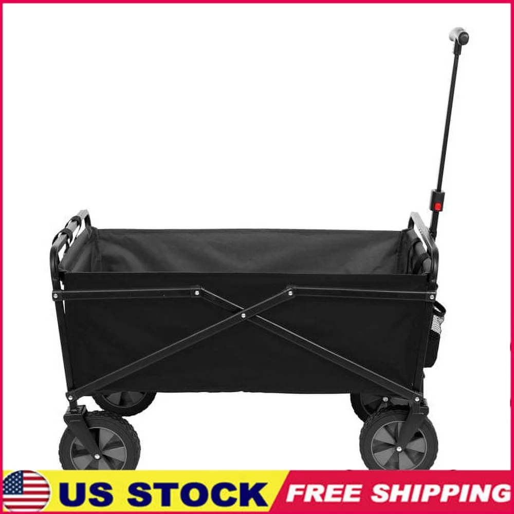 

Compact Folding Utility Wagon Lightweight Portable Garden Cart Heavy Duty Steel Frame Home Beach Park Use 150 lbs Capacity