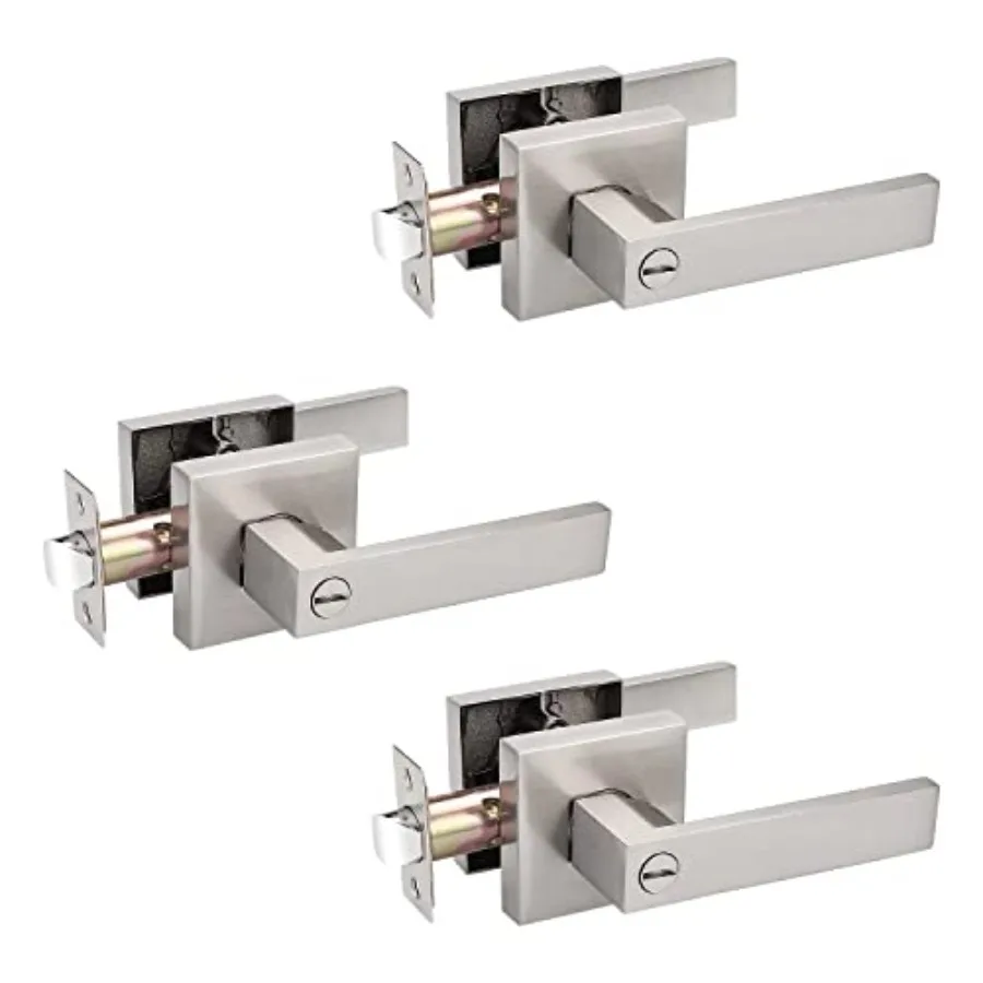 

Square Door Lever Privacy Door Lock Handleset Keyless Lockset Door Knobs Storage Room Bathroom Set No Key in