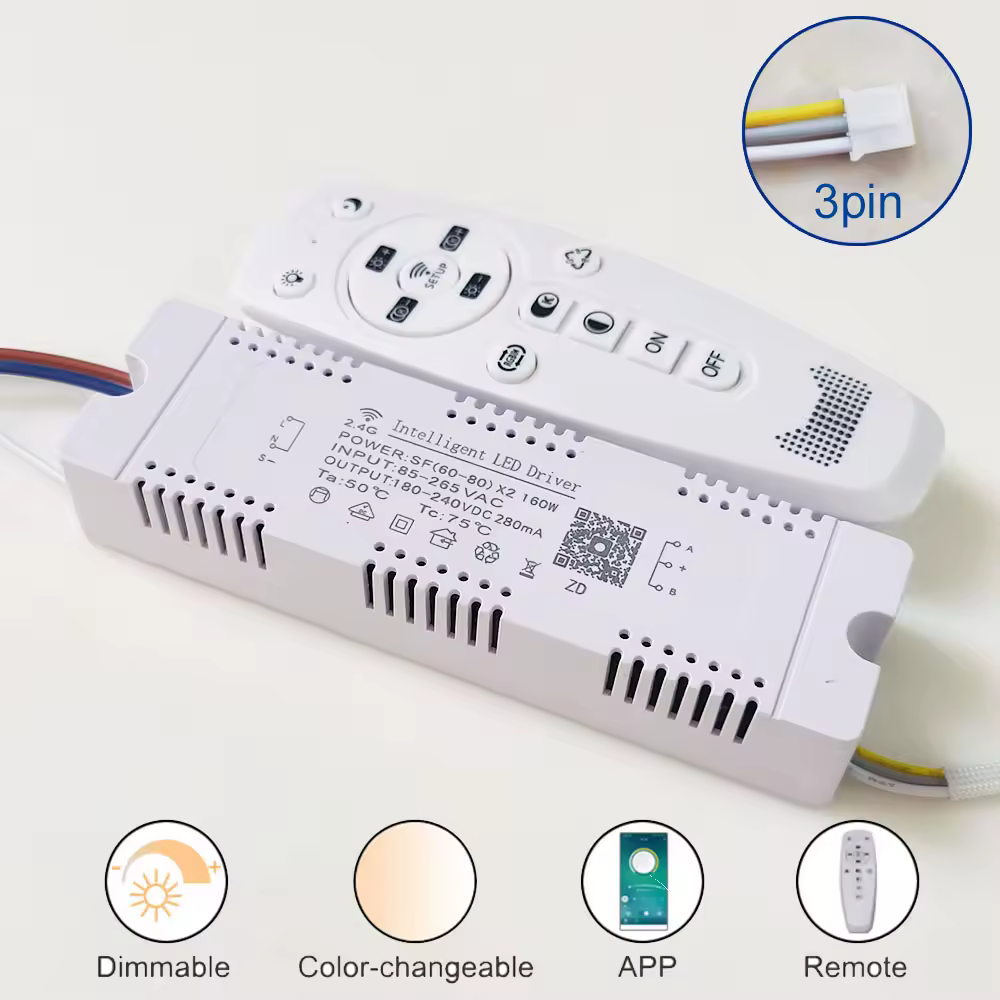 AC85-265V RF 2.4G Дистанционный драйвер палитры, управление через мобильное приложение, светодиодный драйвер 12W-160W, трансформатор освещения для двухцветных ламп