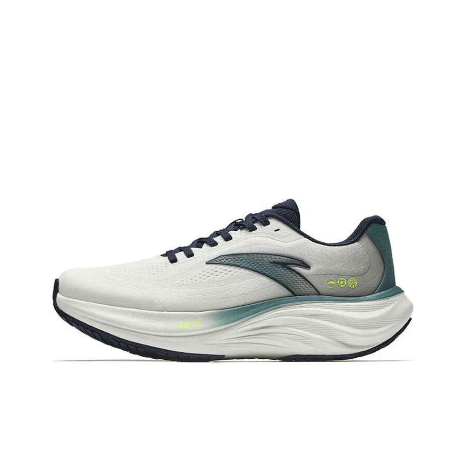 Anta Textile, Synthetic Leather Slip Resistant Abrasion Resistant Low top Casual Running Shoes Men's White Green 112515508-6