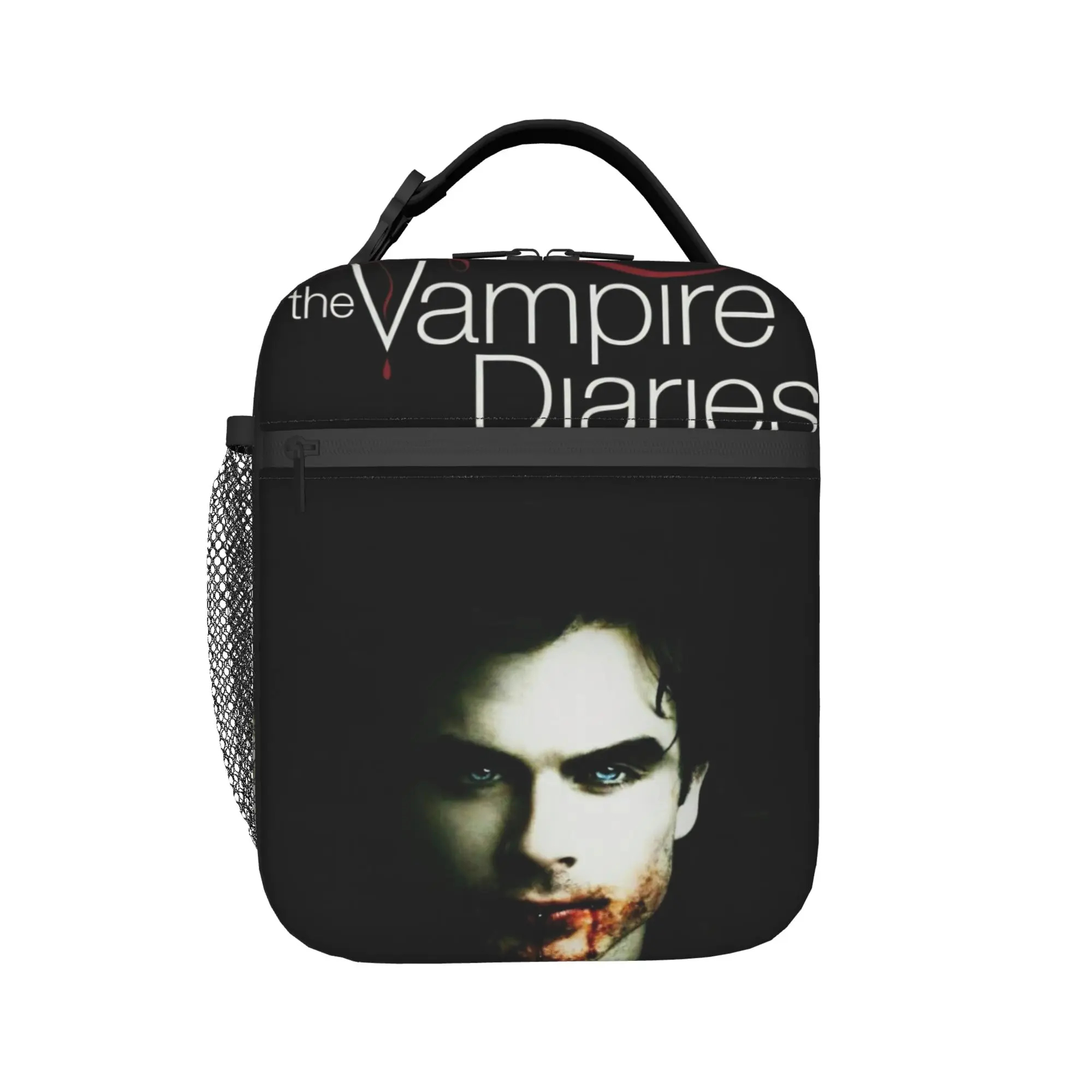 The Vampire Diaries Resuable Movie Lunch Bag Picnic Portable Thermal Tote Handbags For Women  Oxford Print Cooler Bag