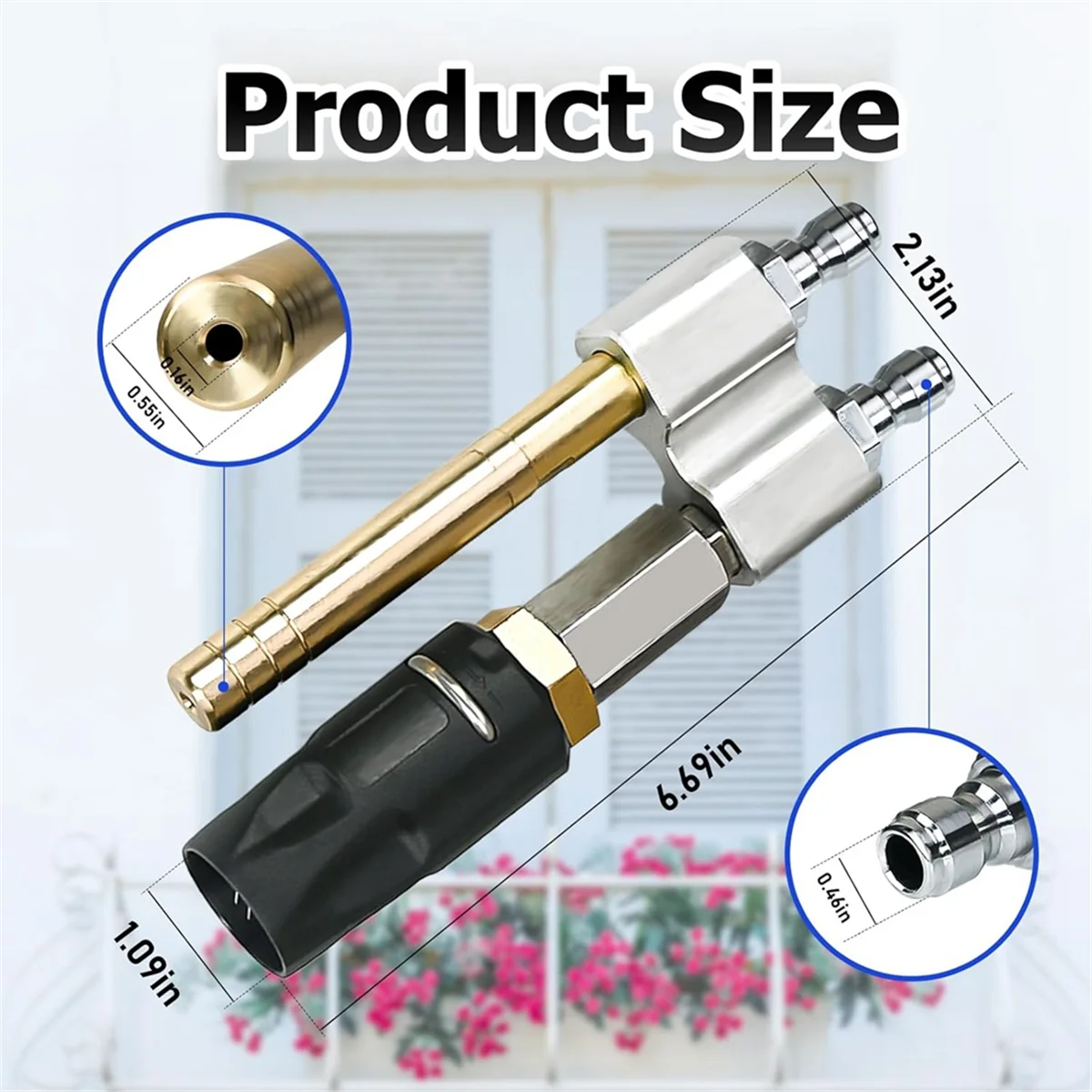 

A002 M5 Twist Nozzle,3-7 GPM Two-in-One Adjustable Downstream Soft Wash Nozzle,1/4in Quick Connect, Sprays Nozzle