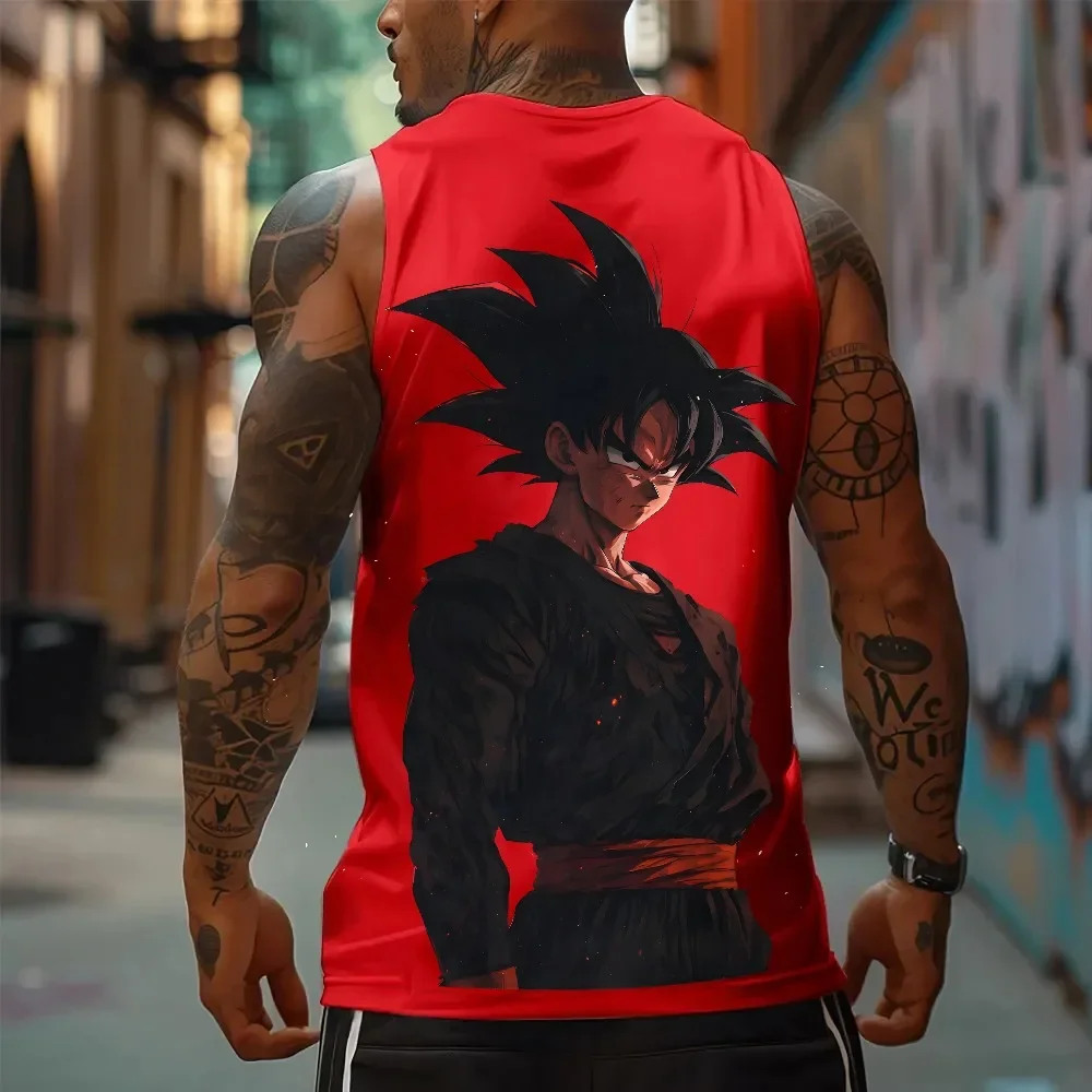 Koszulka bez rękawów Dragon Ball Z Męska Son Goku Letnia Anime Wiosna Jesień Sport Fitness Bieganie Top Bez Rękawów Na Siłownię