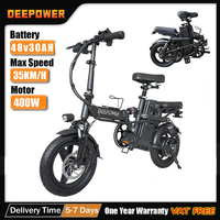 DEEPOWER Mini Foldable Ebike 400W 48V 30AH Removable Battery Multi-shock-absorbing Urban Electric Bicycle Bike for Aldult