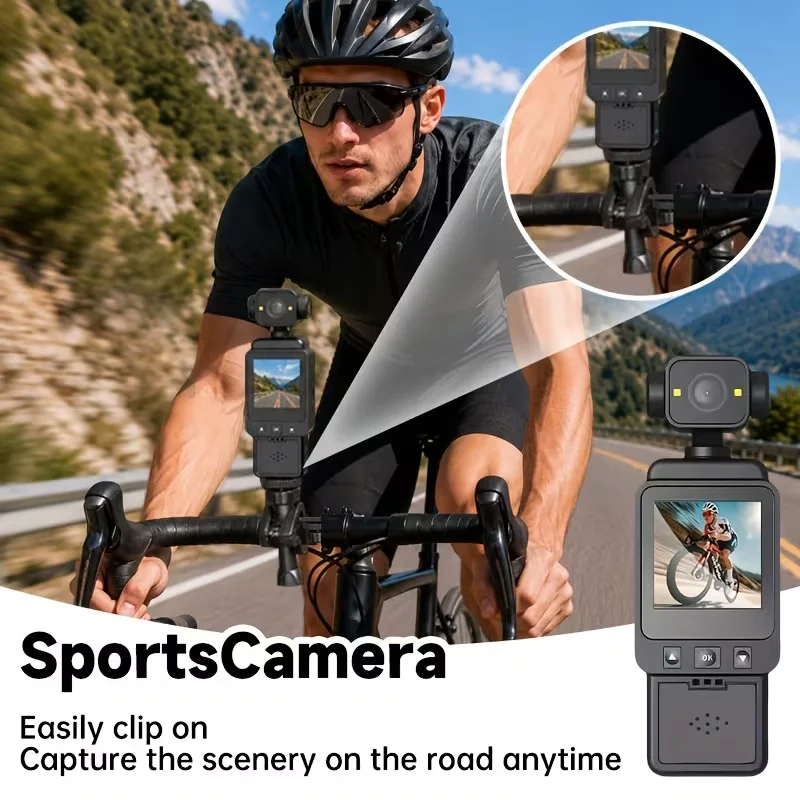 Pocket WiFi Action Camera, Image Stabilization, USB Rechargeable, Lightweight for Helmet Cycling Outdoor Travel - view 3