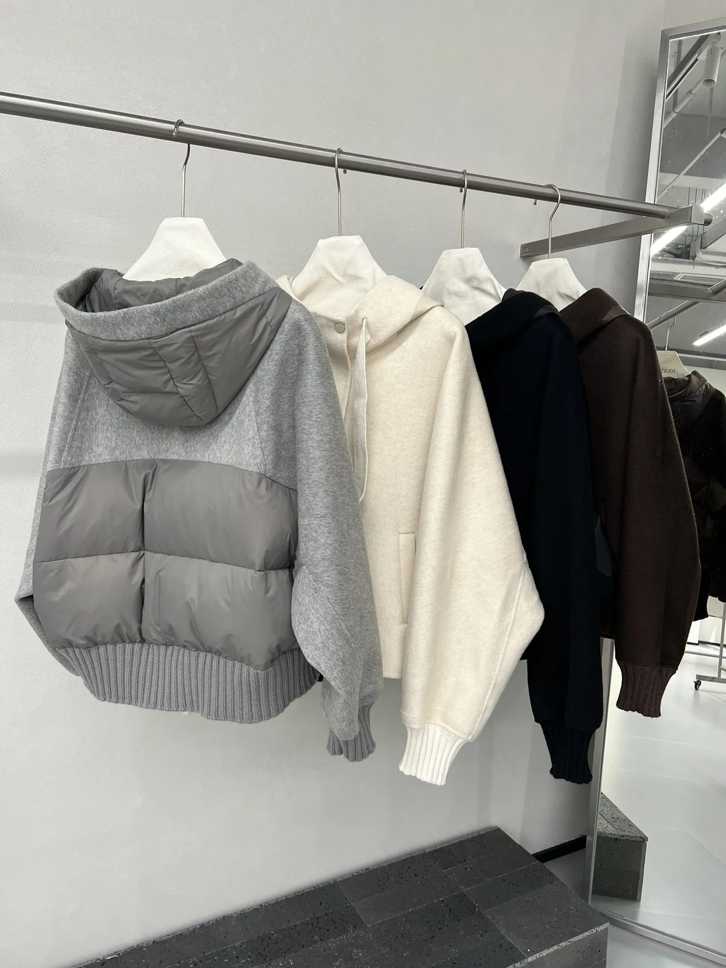 Novo outono e inverno de alta qualidade casual com capuz casaco de lã australiano com pato branco elegante para baixo