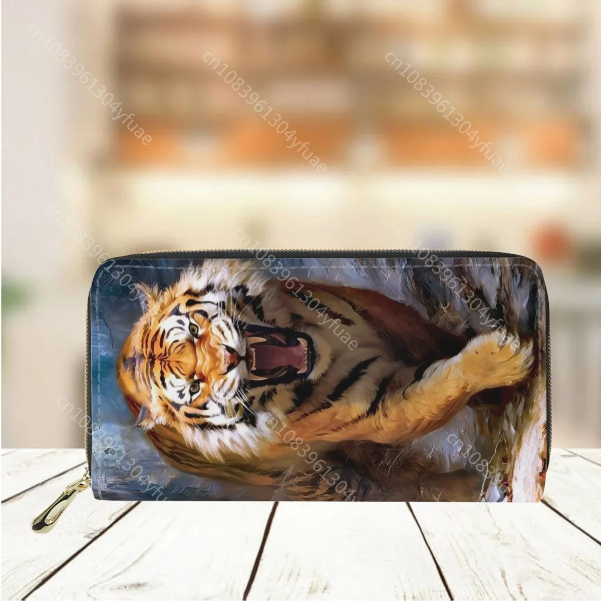 Animal Tiger 3D Print Women's Leather Wallet Daily Leisure Travel Shopping Long Money Bag Luxury Business Bank Card Holder Purse