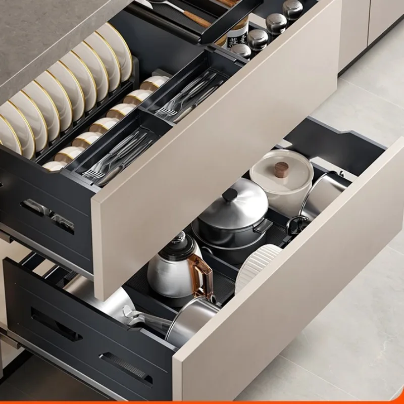 Armários de cozinhaCavários de cozinha com gavetas estilo gavetaCajuros embutidos para guardar pratos, cestos extraíveis, cestos de gaveta mágicos,