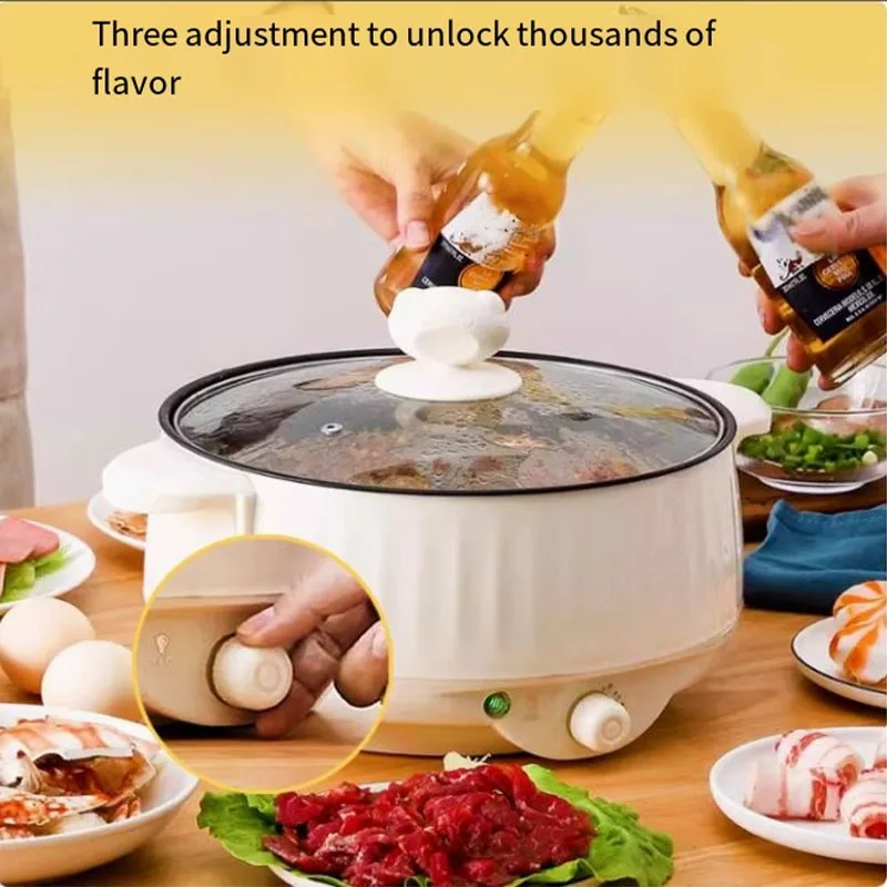 2025Household electric hot pot, electric heating pot, multi-functional rice cooker, electric wok, small household pot 7 gifts
