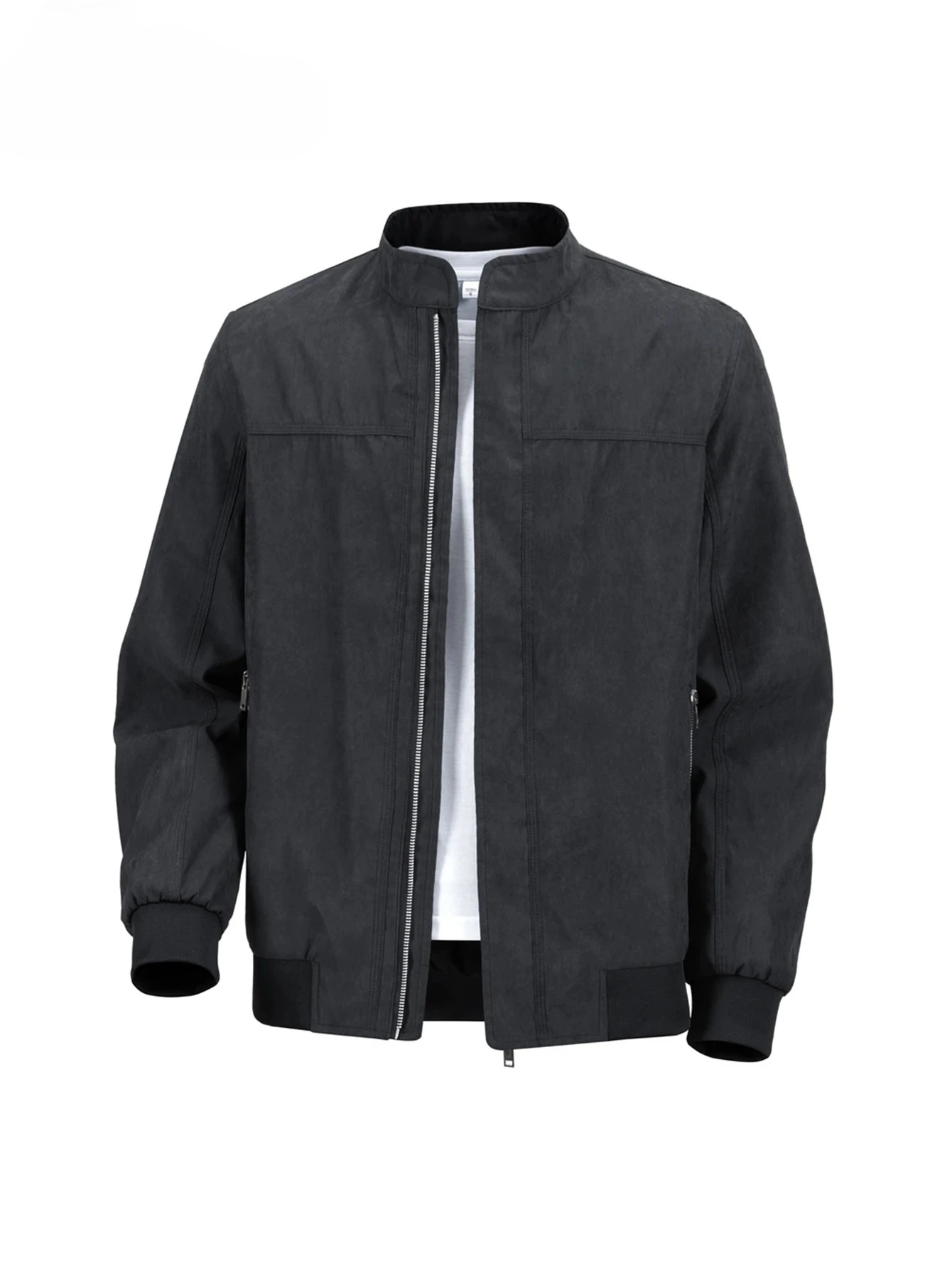 Men's Urban Stand Collar Casual Jacket Light Warm Breathable Skin-friendly Fabric Ribbed Hem Comfortable Coat