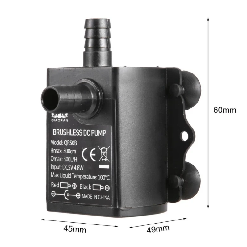 Micro DC Brushless Submersible Pump Fountain Pump DC5V QR50L/QR50A/QR50B Low Noise Waterproof IP68 Brushless Water Pump