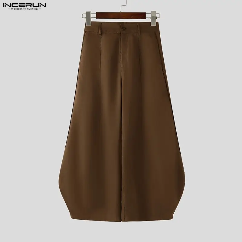 INCERUN Pantaloni a gamba larga da uomo Pantaloni da jogging con bottoni Pantaloni casual larghi da uomo Stile coreano Streetwear 2025 Pantaloni lunghi maschili di moda S-5XL