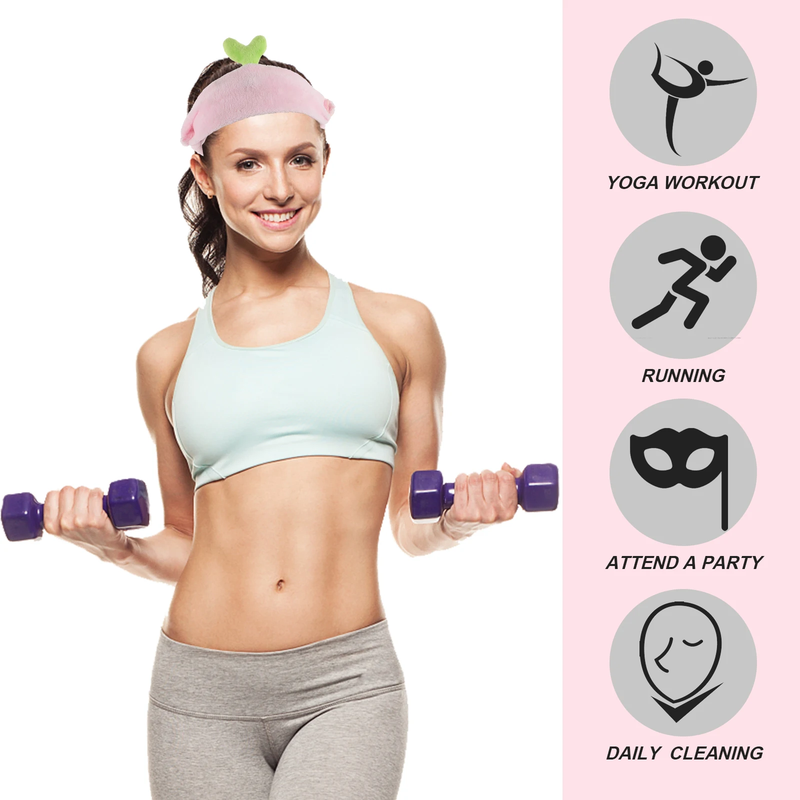 

3pcs Female Hairbands Elastic Cloth Headband Cartoon Hair Hoops Multifunctional Makeup Spa Sports Washing Headdress