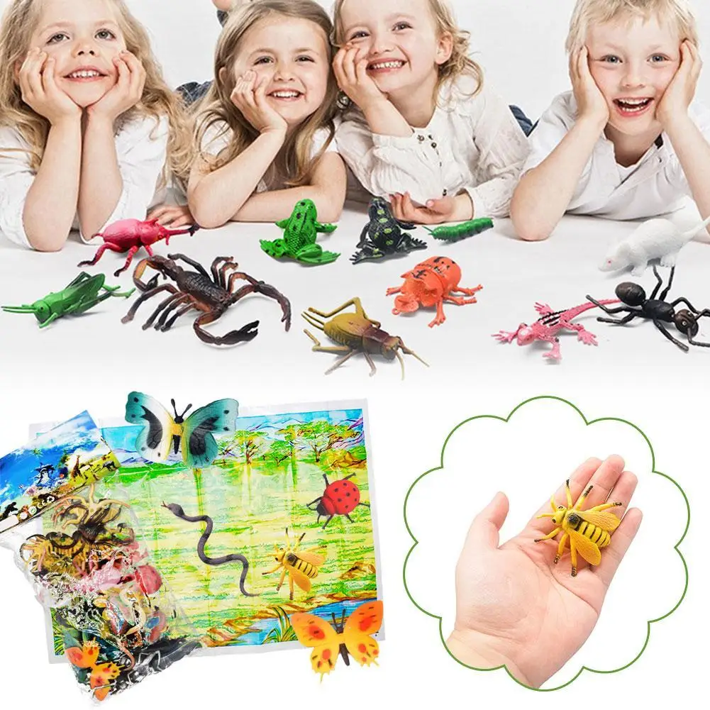 43Pcs Insect Spider Butterfly Fish Dinosaur Dog Cat Horse Figurine Farm Animal Model Action Figure Hot Toy Set For Children Gift