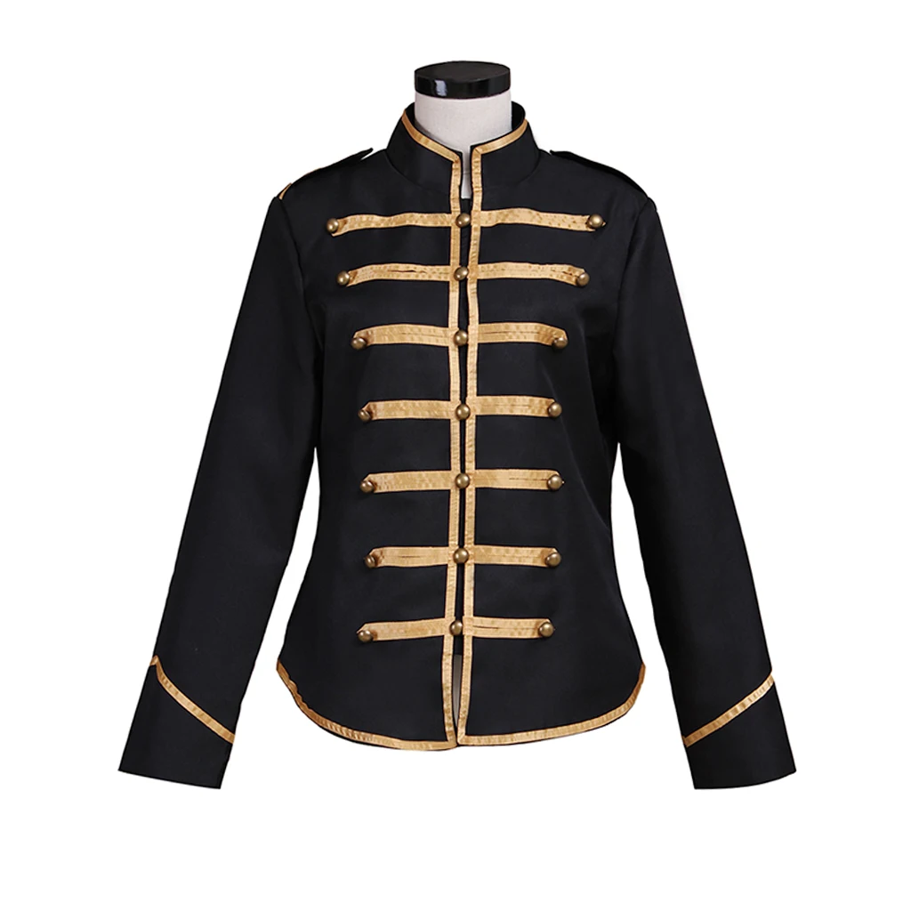 Music Singer Cosplay Jacket Men's Punk Gothic Double Breasted Stand Collar Parade Coat Halloween Carnival Party Drummer Outfit