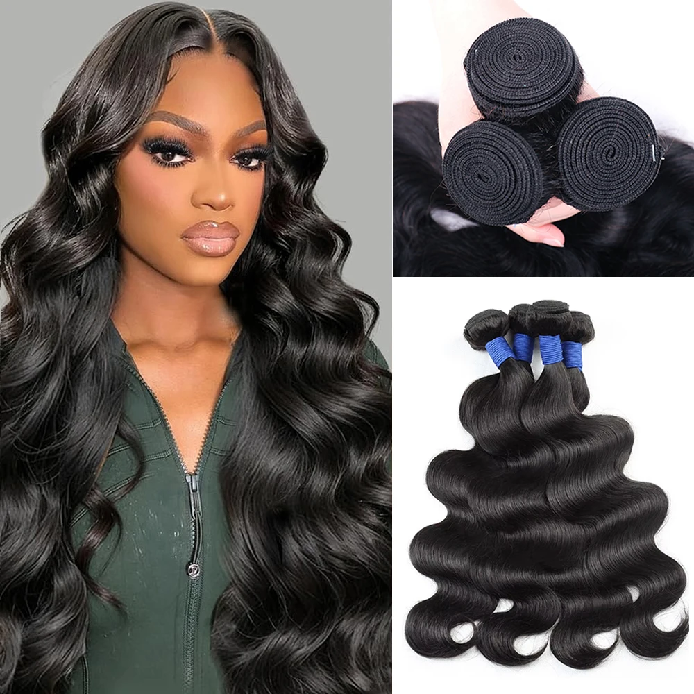 

Натуральные бразильские волосы Remy, 100% необработанные, 10-40 дюймов, волнистые, двойной вытяжки, 1, 3, 4 пучка, для наращивания