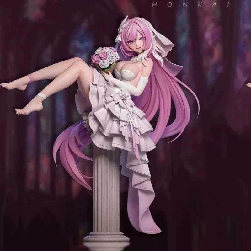 Honkai Impact 3rd Elysia Wedding Dress Anime Action Figure Collectible Statue Desktop Decor Game Character Festival Gift