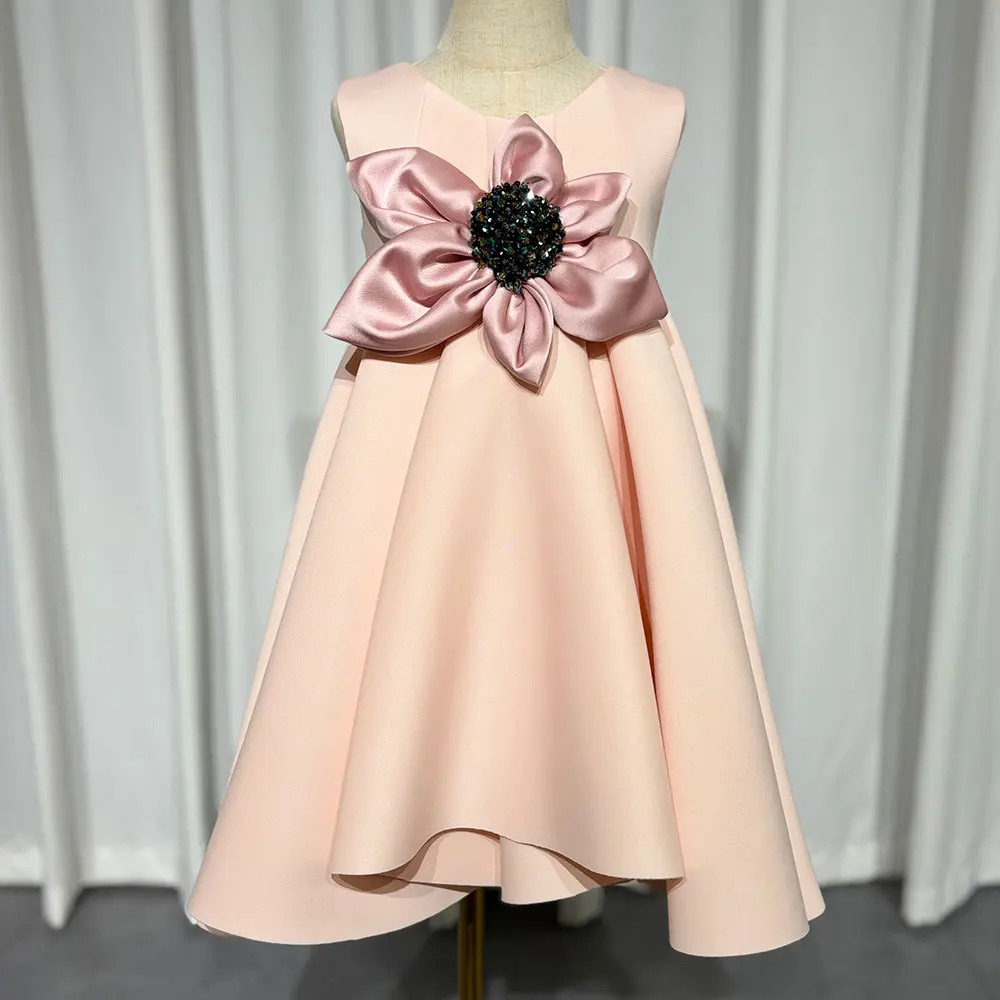 Jill Wish elegante vestito da ragazza bianca fiori fatti a mano principessa bambino bambini matrimonio festa di compleanno abito prima comunione 2024 J386-1