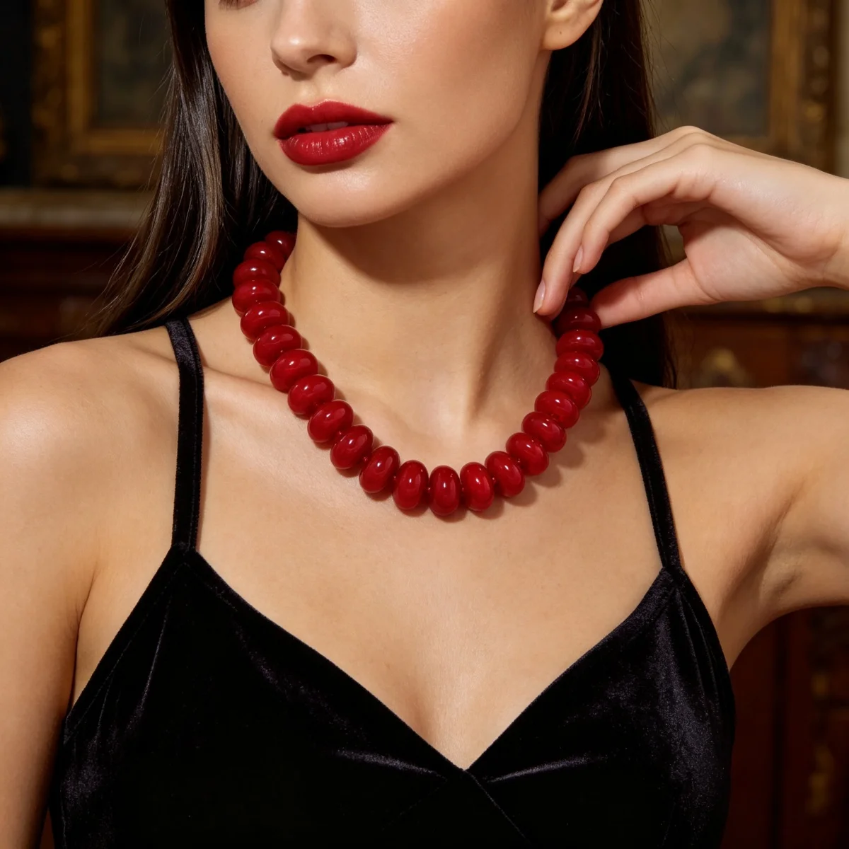 Dopamine Bunte flache, runde Acryl-Perlenkette für Damen und Herren, trendige, einfache geometrische Harzperlen, stapelbarer Choker-Schmuck – Detail 8