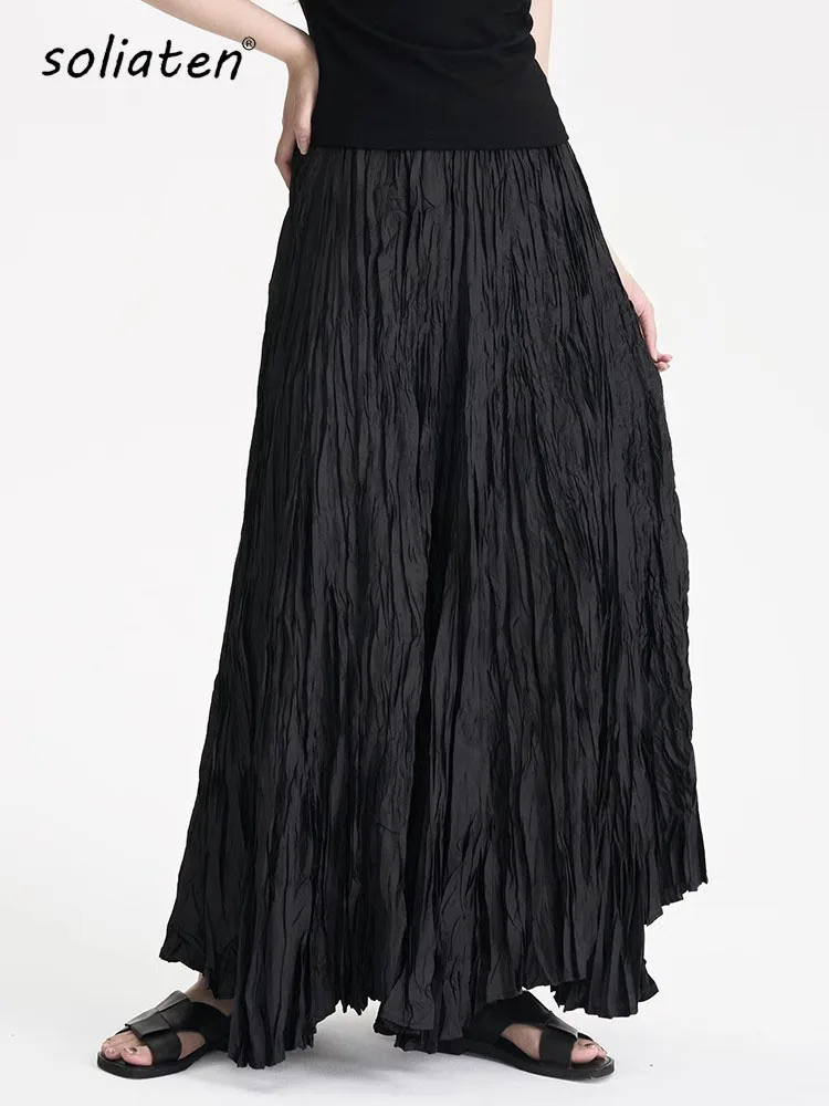 

Elegant Solid Color Large Swing Skirt Women Korean High Waist Spring Summer Ladies Irregular Hem Skirt Female Faldas Saia B-094