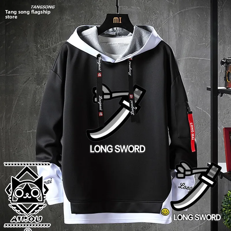 

Monster Fce Lined Loose Men's Sweatirt Student Casual Top Polyester Elastic Fiber Autumn Faion Streetwear