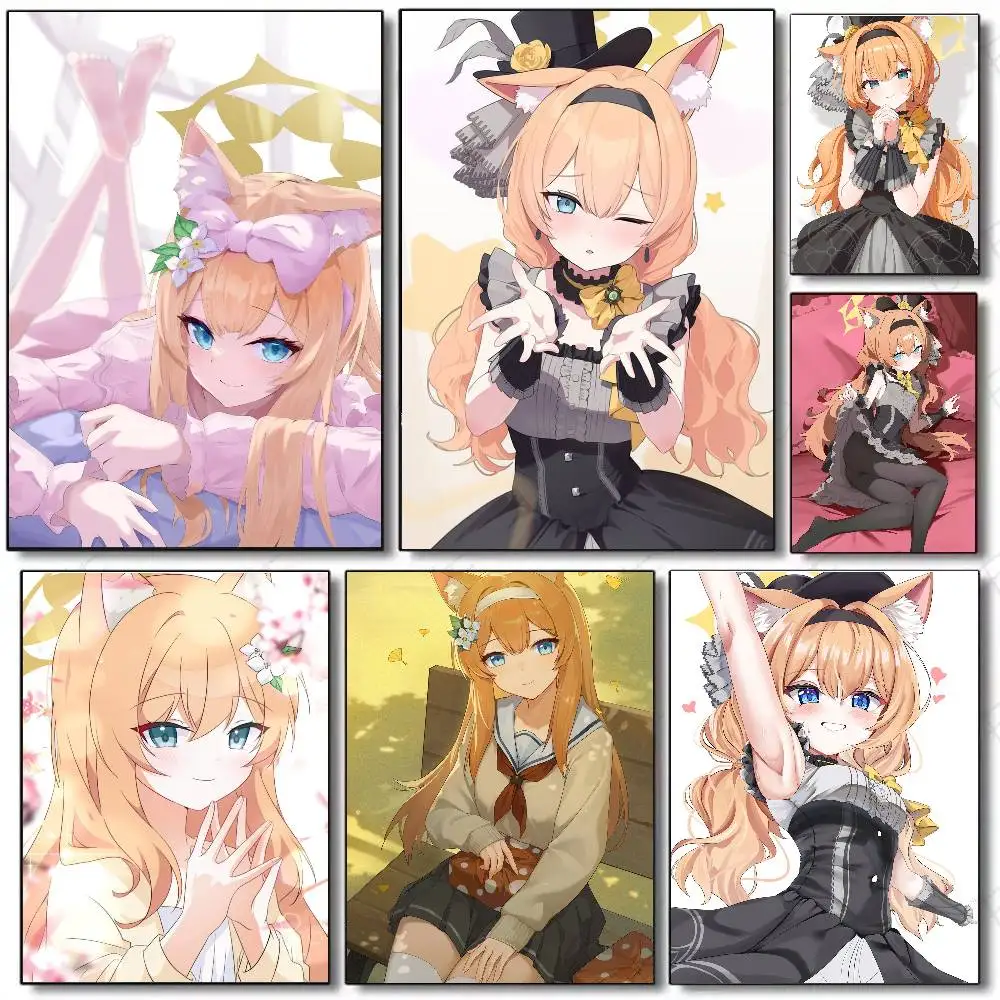 Mari Anime Game B-Blue Archive Poster Art Sticky Wall Waterproof Home Living Room Bedroom Bar Aesthetic Decoration