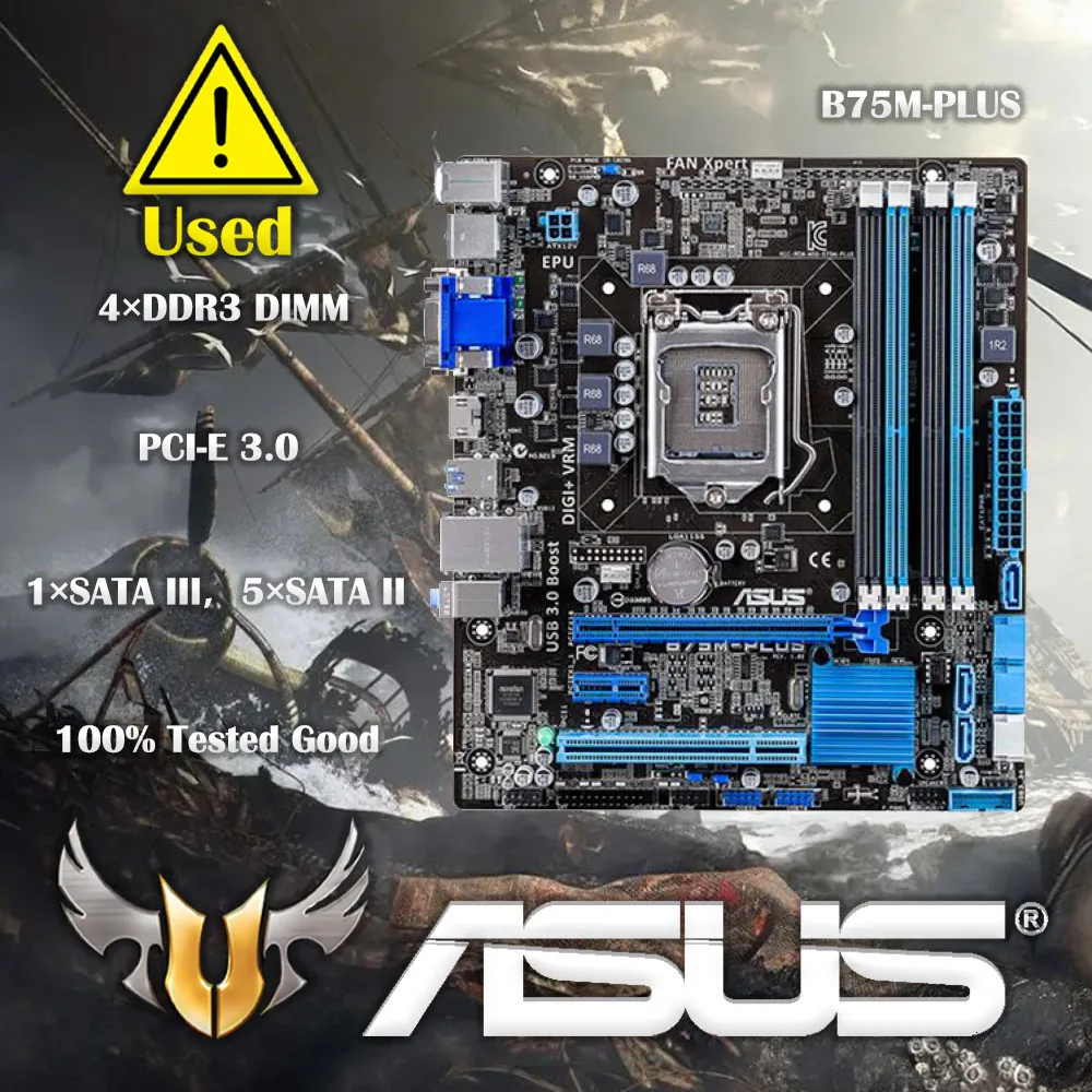 Asus B75M-PLUS Desktop Motherboard Intel B75 Socket LGA 1155 i3 i5 i7 DDR3 32G SATA3 USB3.0 Original disassembly