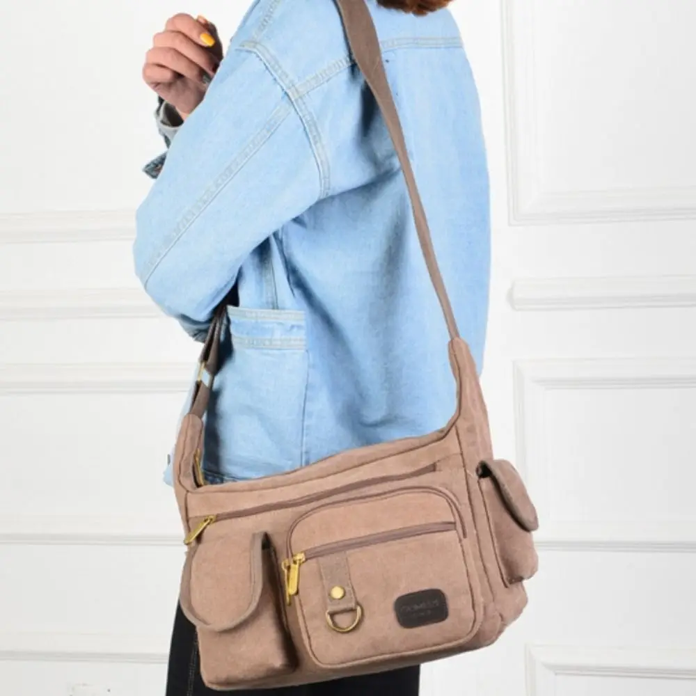 

Large Capacity Outdoor Shoulder Bag Canvas Multifunctional Climbing Storage Bag Adjustable Multi-layers Travel Tool Bag Travel