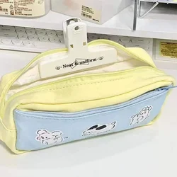 Puppy Print Zipper Pencil Bag Multi-function Stationery Case Cute Storage Bag for Student School Supplies Large-capacity