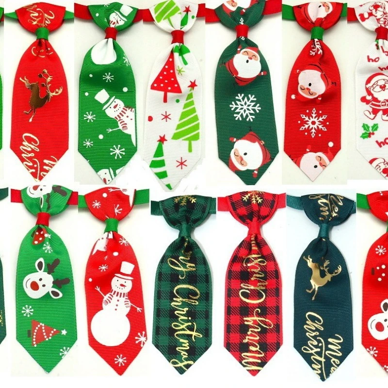 

50pcs/lot Christmas Pet Bow Tie Adjustable Dog Xmas Bowtie Pet Supplies Puppy Accessories Free Shipping