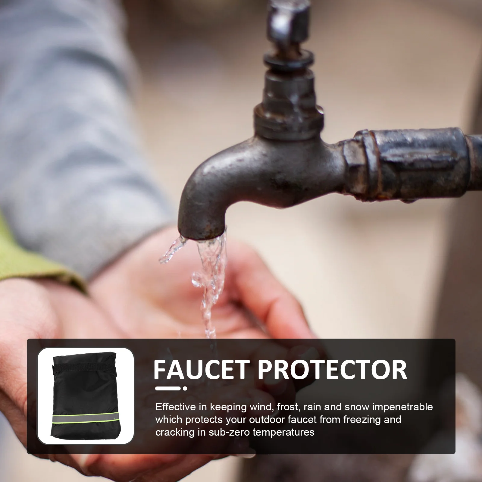 

2Pcs Winter Faucet Protector Outdoor Insulated Waterproof Reflective Strip Anti-Frost Tap Freeze Cover Durable
