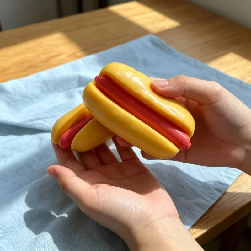 Hotdog Buns Crunchy Handmade Ball Squishy Stress Ball Squishy Squeeze ASMR Sensory ADHD Anti Stress Relief Fidget Toys 스퀴시 view 3