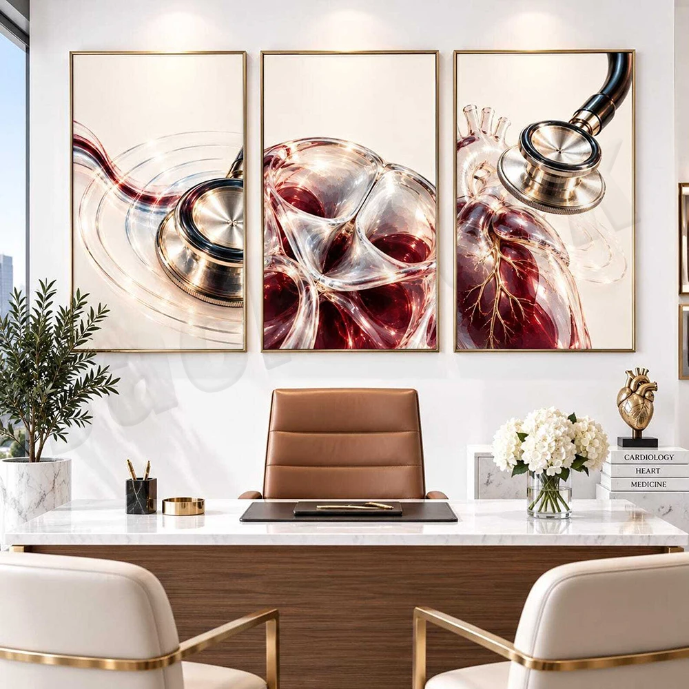 Medical Art: Stethoscope and Lung Sounds – Respiratory Care & Telemetry Nurse Gift – Cardiology Clinic Decor Poster