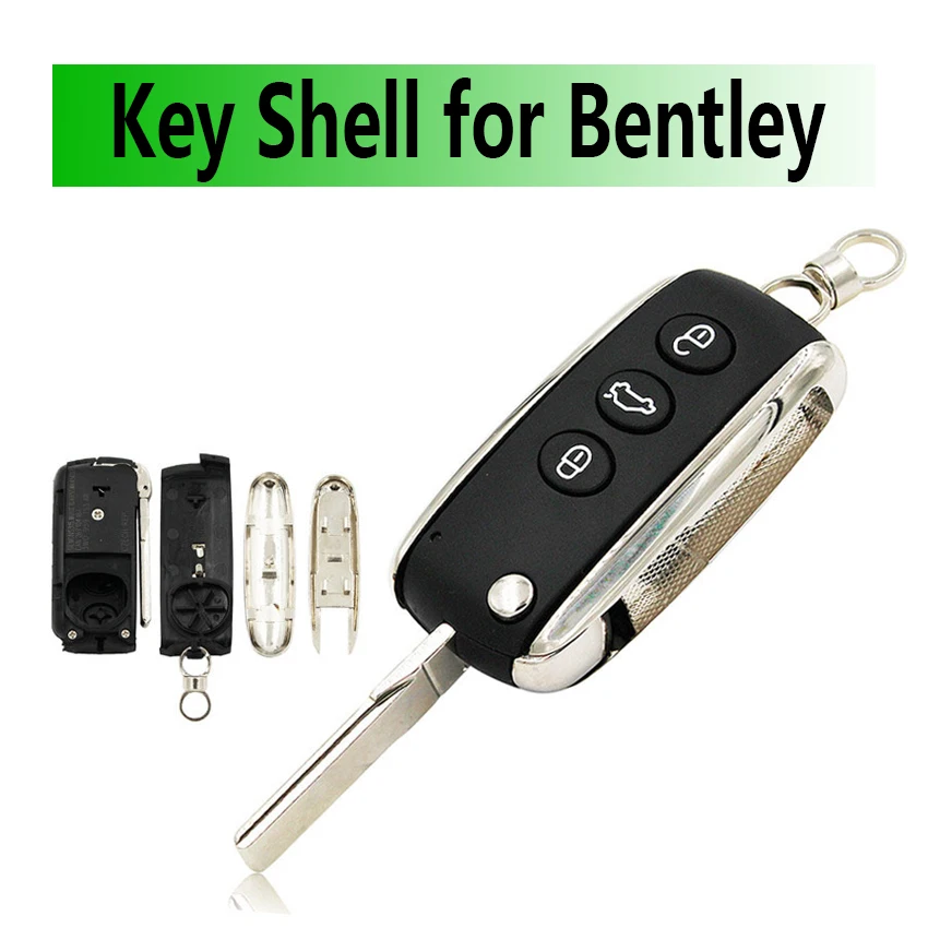 

3 Buttons Modified Folding Flip Blank Fob Key Case Remote Smart Key Shell for Bentley