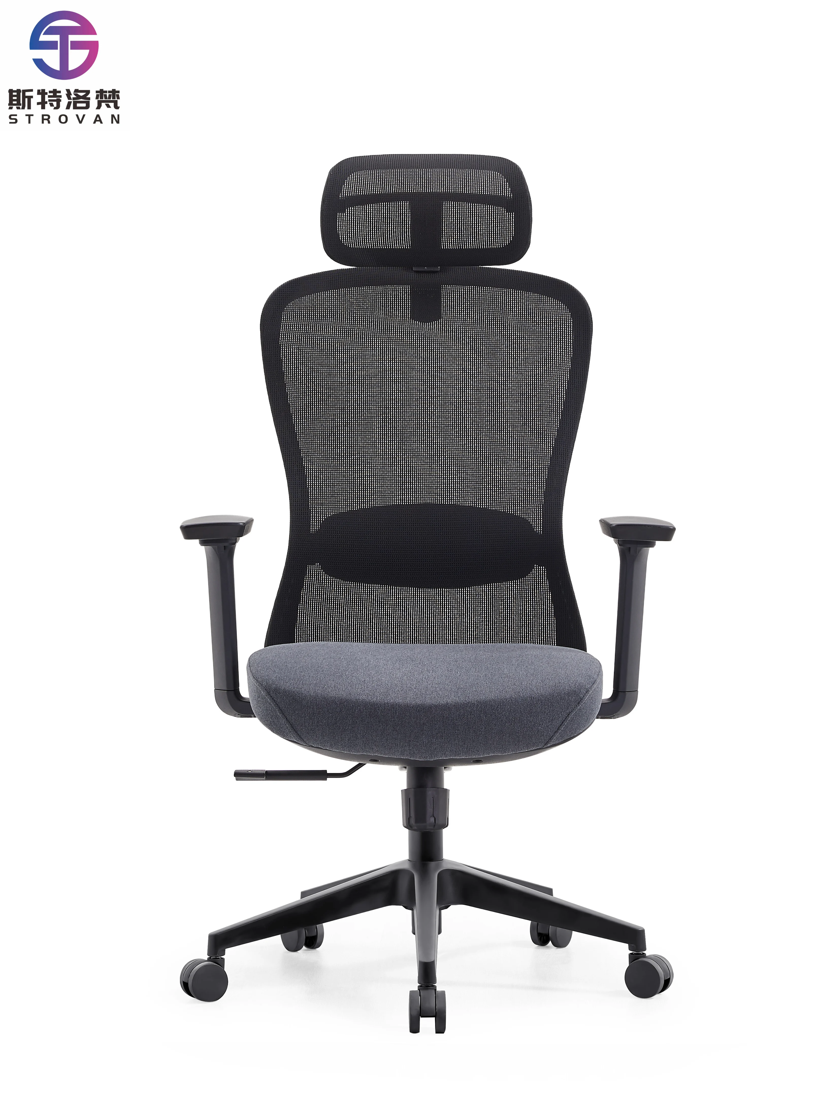 Modern Fabric Executive Office Chair Ergonomic Comfortable Adjustable Height Swivel 3D Adjustable Armrest 4-position Lock