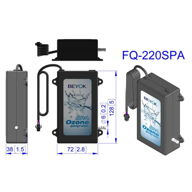 FQ-220 bathtub SPA pool ozone generator 50MG/H water circulation integrated high concentration ozone generator built-in air pump