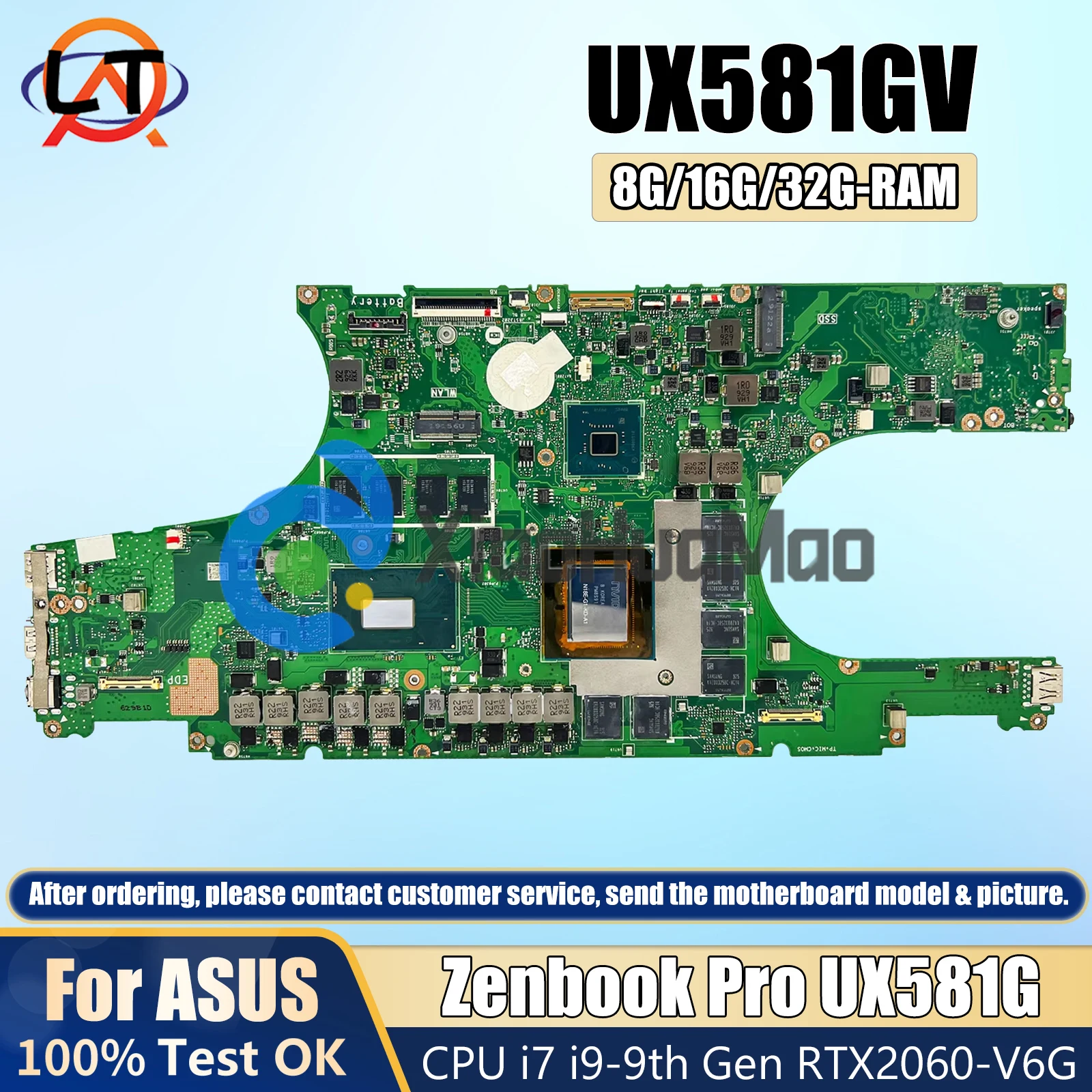 

Материнская плата UX581GV, поддержка ASUS Zenbook Pro Duo UX581G, материнская плата для ноутбука I7-9750H I9-9980HK CPU RTX2060 RAM-16/32G 3D моделирования