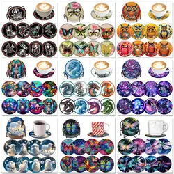 GATYZTORY 8Pcs DIY Diamond Painting Animal Coaster Diamond Mosaic Art Drink Cup Pad Table Placemat Home Decor Christmas Gift