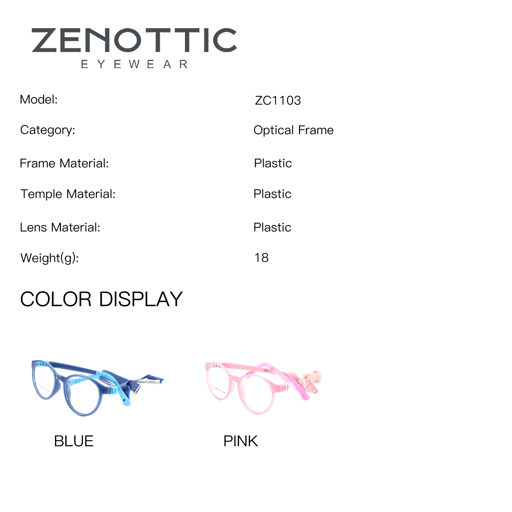 ZENOTTIC XXS Size Round Prescription Eyeglasses Kids With Lanyard Anti Blue Light Optical Reading Glasses for Girls Boys