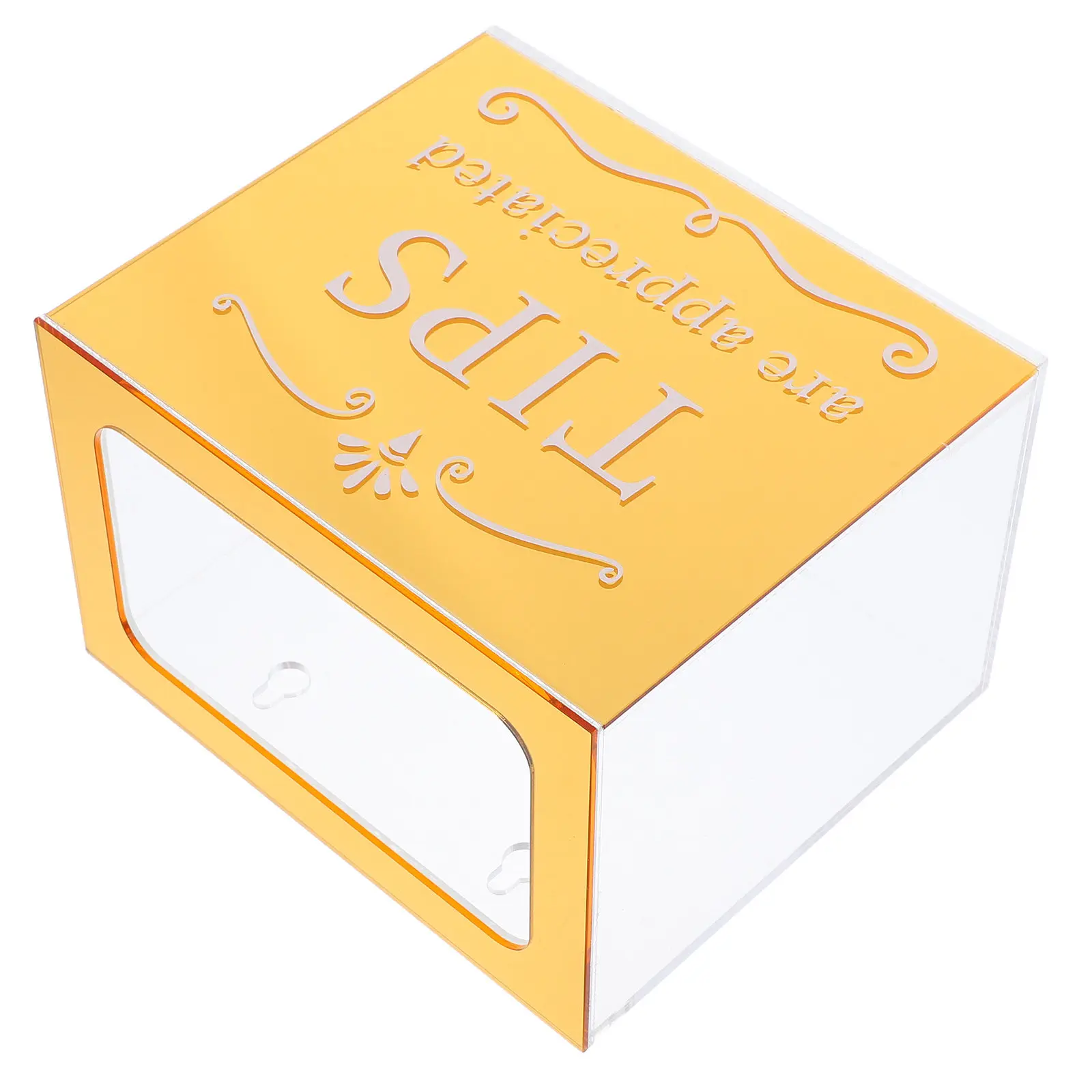 

Акриловая коробка для предложений, прозрачная, золотистая, прямоугольная, для баров, кафе, ресторанов, для сбора чаевых, пожертвований, призов