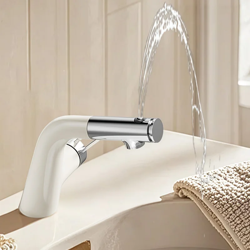 Household Washbasin Micro Bubble Dopamine Faucet Universal Hot and Cold Pull-out Telescopic Mouthwash Bathroom Faucet