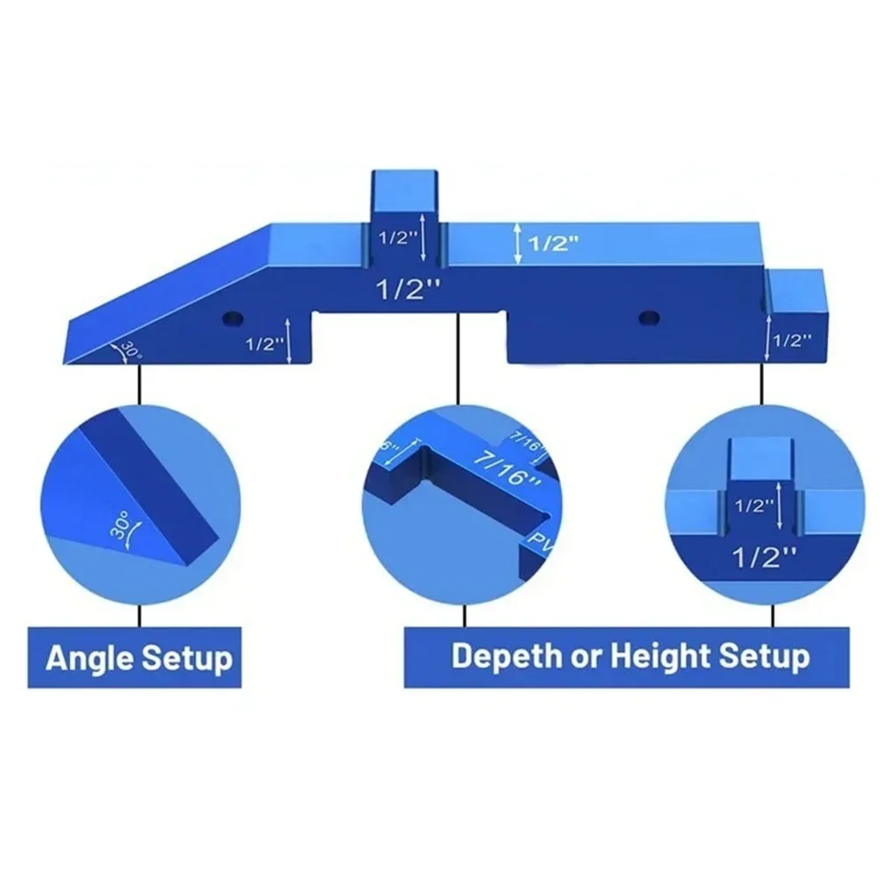 7pcs Router Table Setup Bars Aluminum Setup Blocks Height Gauge Router Table Saw 1/8inch 3/16inch 1/4inch 5/16inch 3/8inch